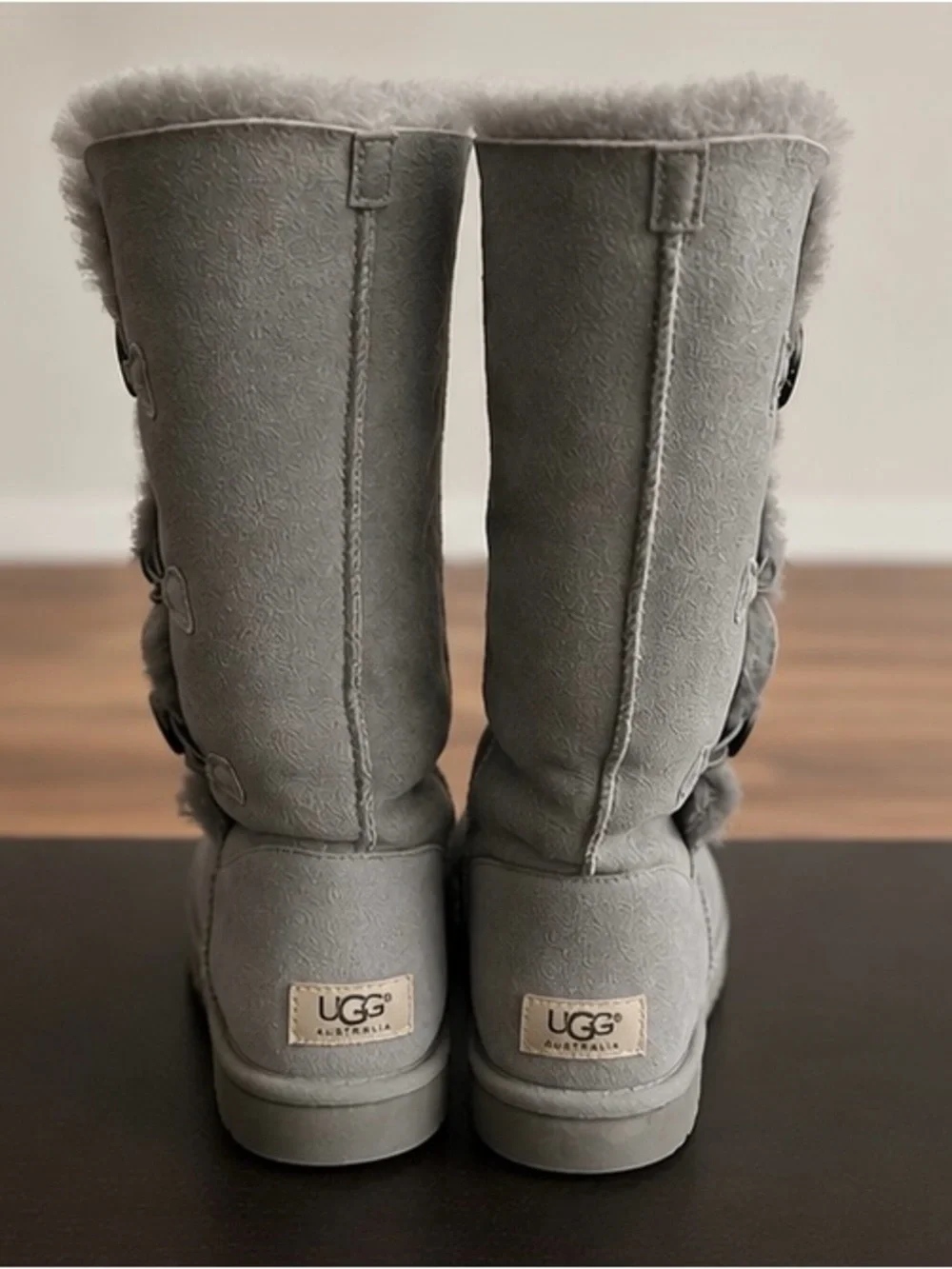 UGG Bailey Button Triplet Tall Boots — Gray, Womens